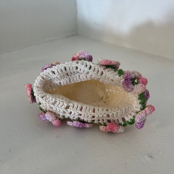 Vintage Dark Green Dressmaker Doll Coat w/ Crochet Flower Hat & Mini Hanger - Picture 10 of 10